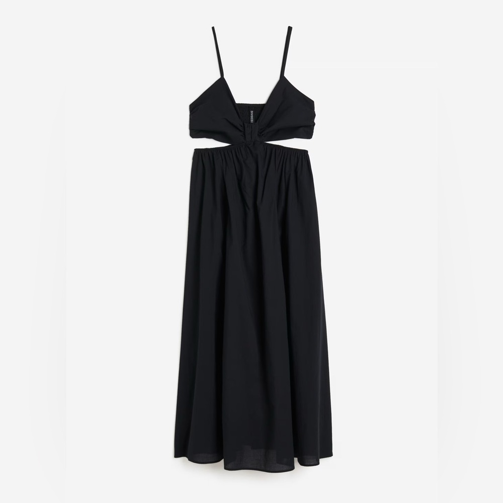 H&M Cut-out Poplin Dress in Black